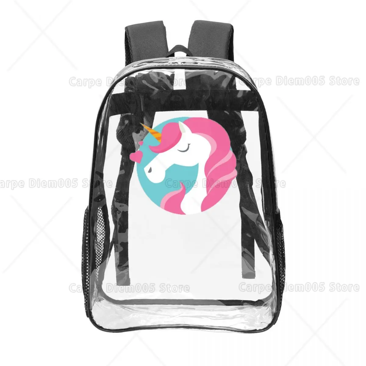 

Прозрачный рюкзак Dreamy Unicorn из ПВХ, 16 дюймов, розово-голубой, с пастельным цветовым блоком, легкий, прозрачный, школьный, милый