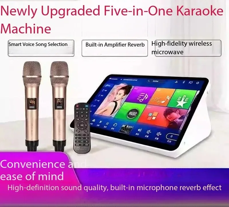 Multifunctional 4-in-1 Karaoke Machine for Home KTV with Amplifier, Reverb, Bluetooth and Built-in Song System