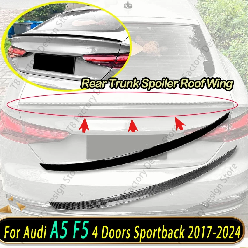 

Задний спойлер-крыло для Audi A5 F5 4-дверный S5 RS5 B9 8W Sportback 2017-2024, накладка на багажник, диффузор «акулий плавник», тюнинг-комплект для кузова
