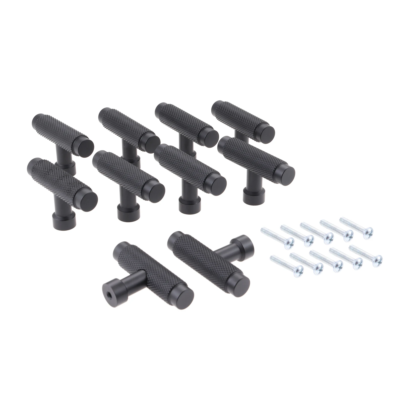 10Pcs Black/Golden Kitchen Cupboard Handles Accessories for Cabinets Dressers Kitchen Bathroom Knurled Handles and Knobs