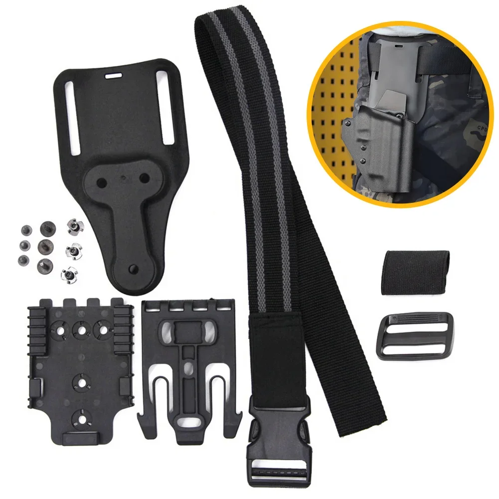 Quick Locking System Kit, with Holster Thigh Straps, Mid-Ride Leg Belt Loop Platform, QLS 22 19 Adapter Base,Holster Accessory