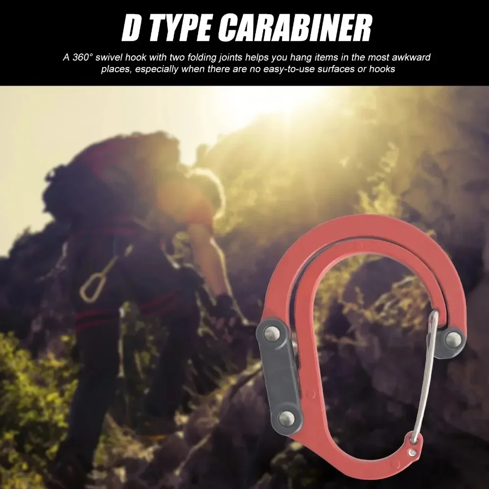 1PC D-Type Carabiner Hybrid Gear Clips Multi-function Swivel Buckle Non-Locking Strong Clip Camping Fishing Hiking Travel Outing