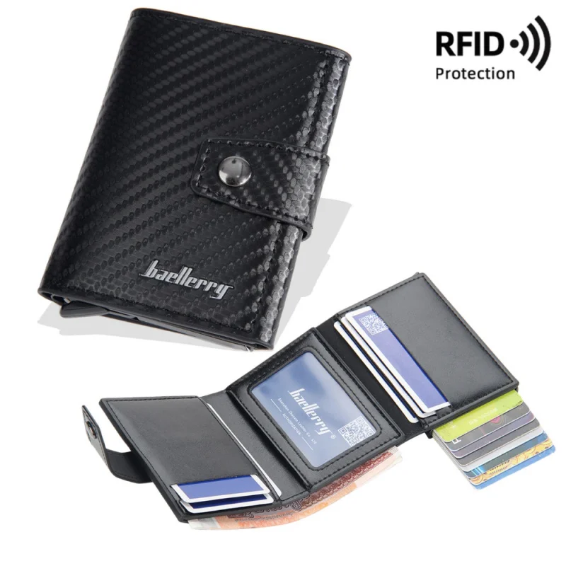 

Автоматический всплывающий зажим для карт RFID, модный и простой мужской кошелек большой емкости, новый держатель для карт из металлического алюминиевого корпуса