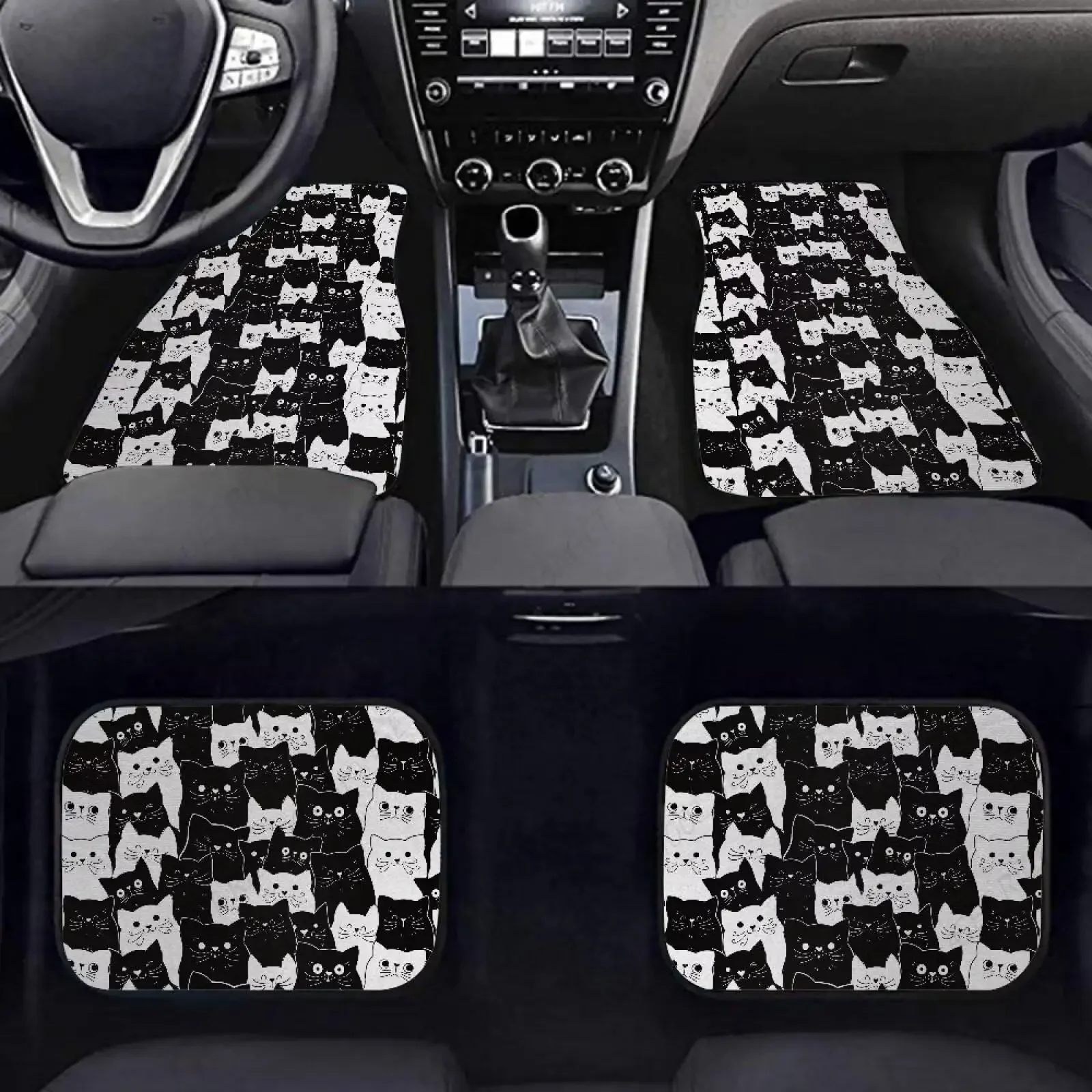 

Alfombrillas Automotrices Con Diseño Gato, Juego 4 Piezas, Alfombrillas Universales Para Coche, Para Furgonetas, Suv, Extraíbl