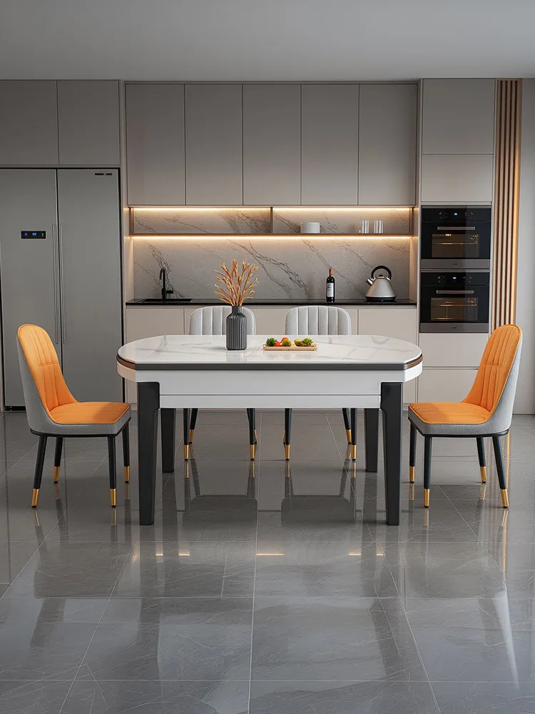 Government subsidy rock slab dining table household small apartment retractable dining table new light luxury simple variable ro
