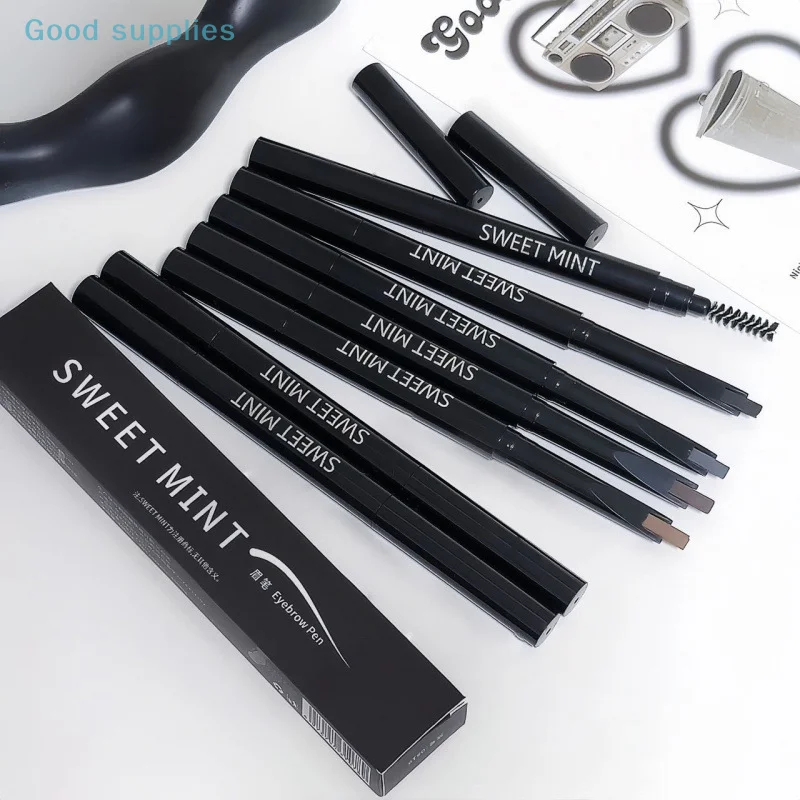 Lápiz de cejas de doble punta 2 en 1 de aspecto Natural, maquillaje de ojos resistente al agua y al sudor de larga duración, cosmético para principiantes