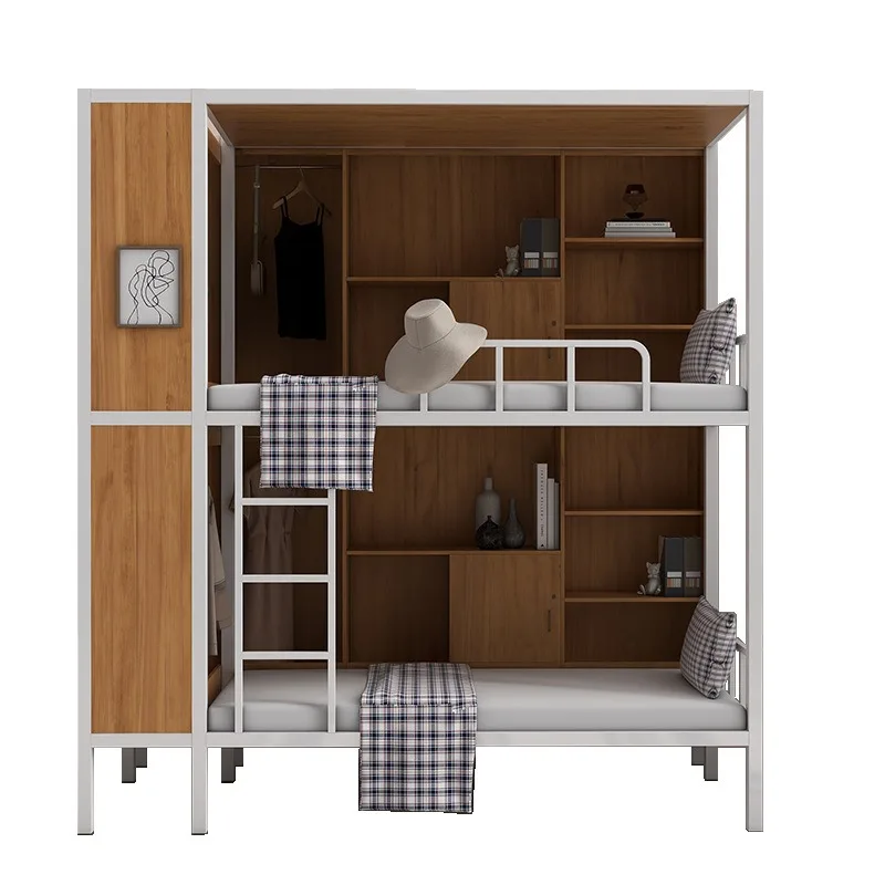 

Youth Hostel Apartment Bunk Bed Hotel Sealed Board Bed Staff Dormitory Space Capsule Upper and Lower Bunk Iron Frame Bed