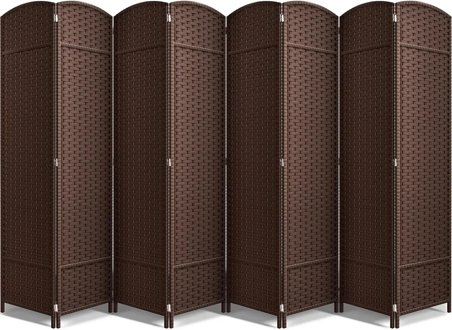 8 Panel Room Divider 6 ft. Tall - Privacy Screen, Extra Wide Double Hinged Panels, Mesh Hand-Woven Design, Partition Room