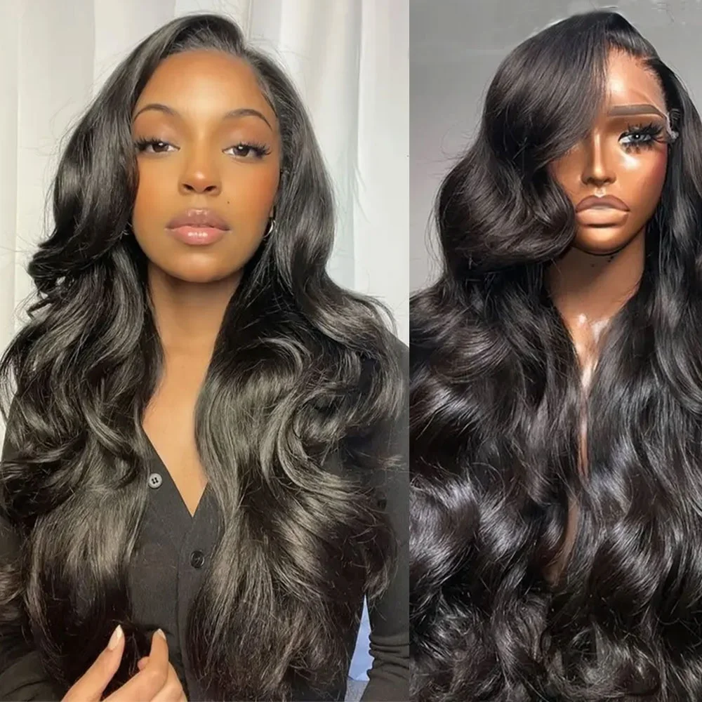 Ready To Wear Transparent Lace 200% Density Body Wave Lace Front Wigs Human Hair 5x5 Glueless Natural Color Women With Baby Hair