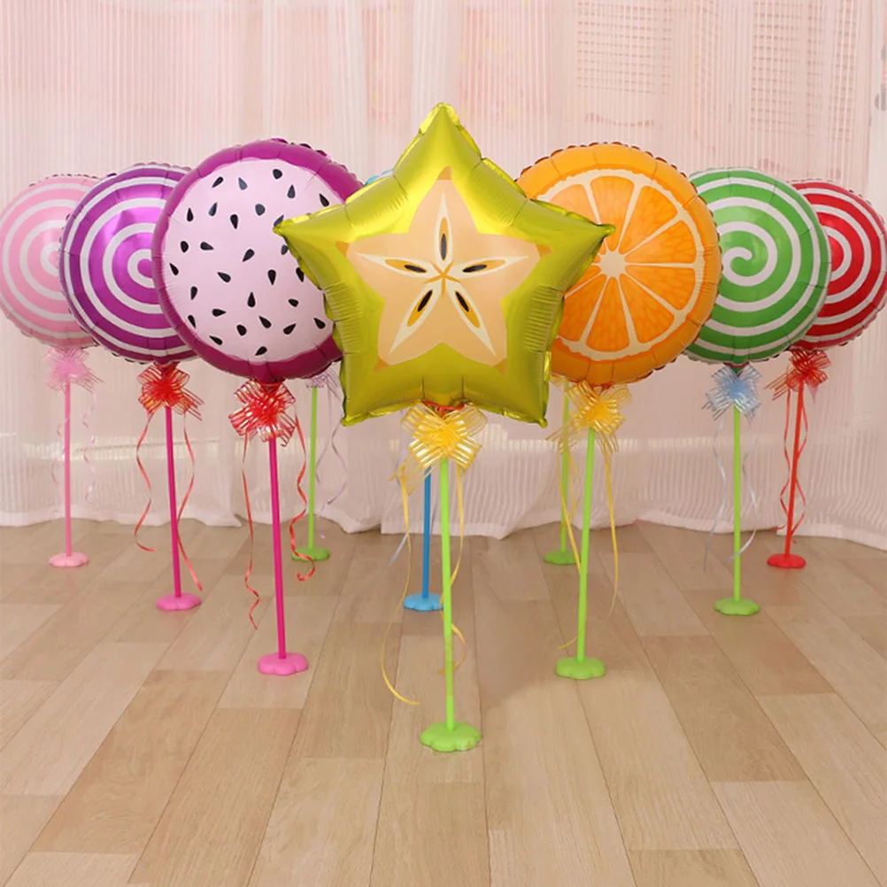 

6Pcs Aluminium Foil Lollipop Balloon Party Decor Set Bright Mixed Colors Ideal Birthday Gathering Table Balloon