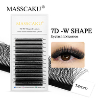 MASSCAKU 6D WW Shape Lashes Premade Fan Lash Extensions 0.07 C/D Curl Natural Soft High Quality Individual Lashes