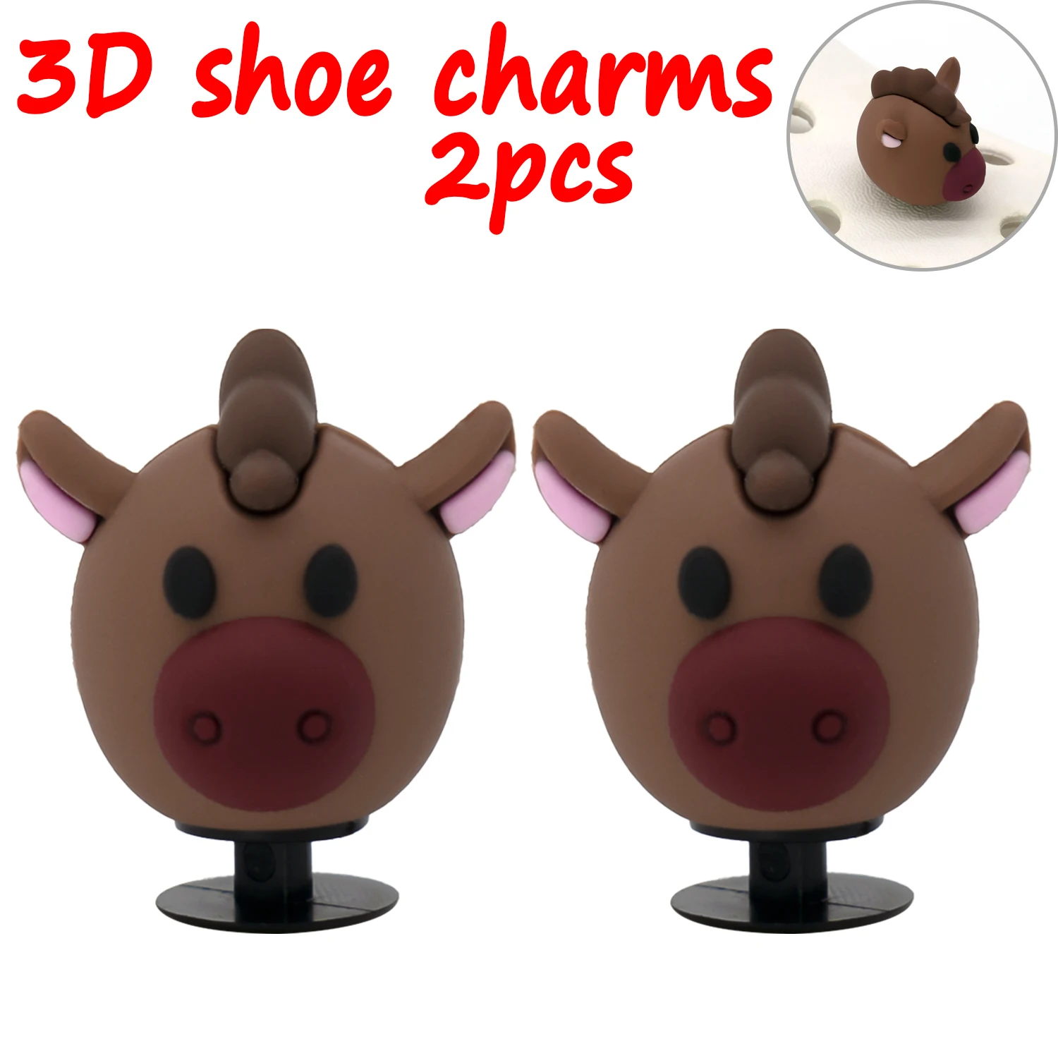 2 Stück 3D niedliche Tier-Schuhanhänger, Ente, Biene, Dinosaurier, Hund, Schuhdekorationen, Panda, Kuh, Anstecknadeln für Mädchen, Jungen, Kinder, Geschenke, Clog-Schnalle – Detail 31