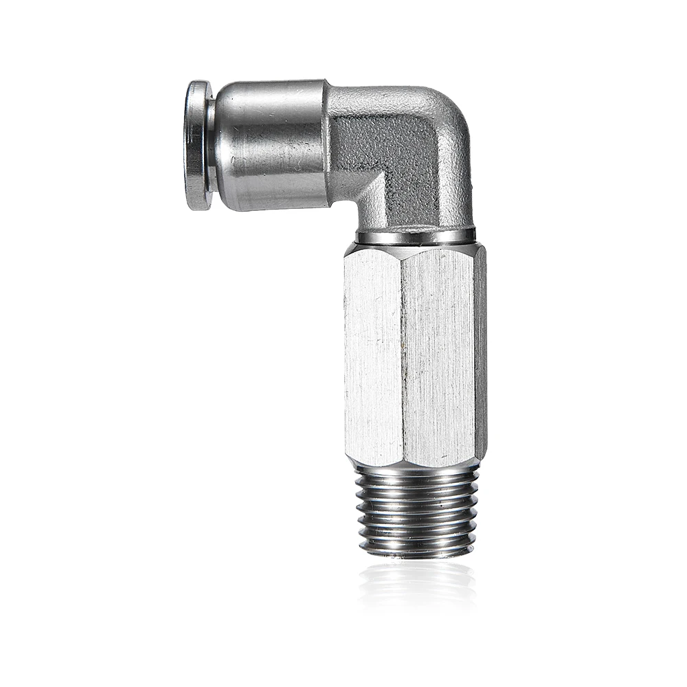 أطول الكوع PPL 1/8 "1/4" 3/8 "1/2" 3/4 "BSP ذكر x 4 6 8 10 12 16 مللي متر دفع في توصيل هوائي تركيب الهواء 304 الفولاذ المقاوم للصدأ