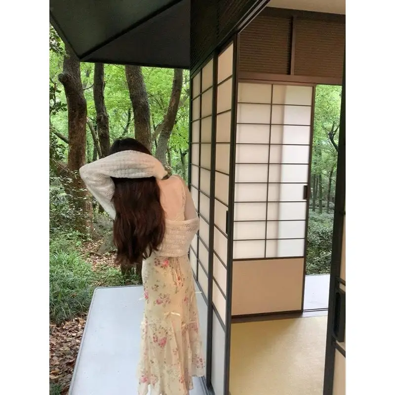 Summer New Sle Lace Floral Skirt Dr  Knot Strapl High Waist Gentle Sle Dancewear Fro for Women