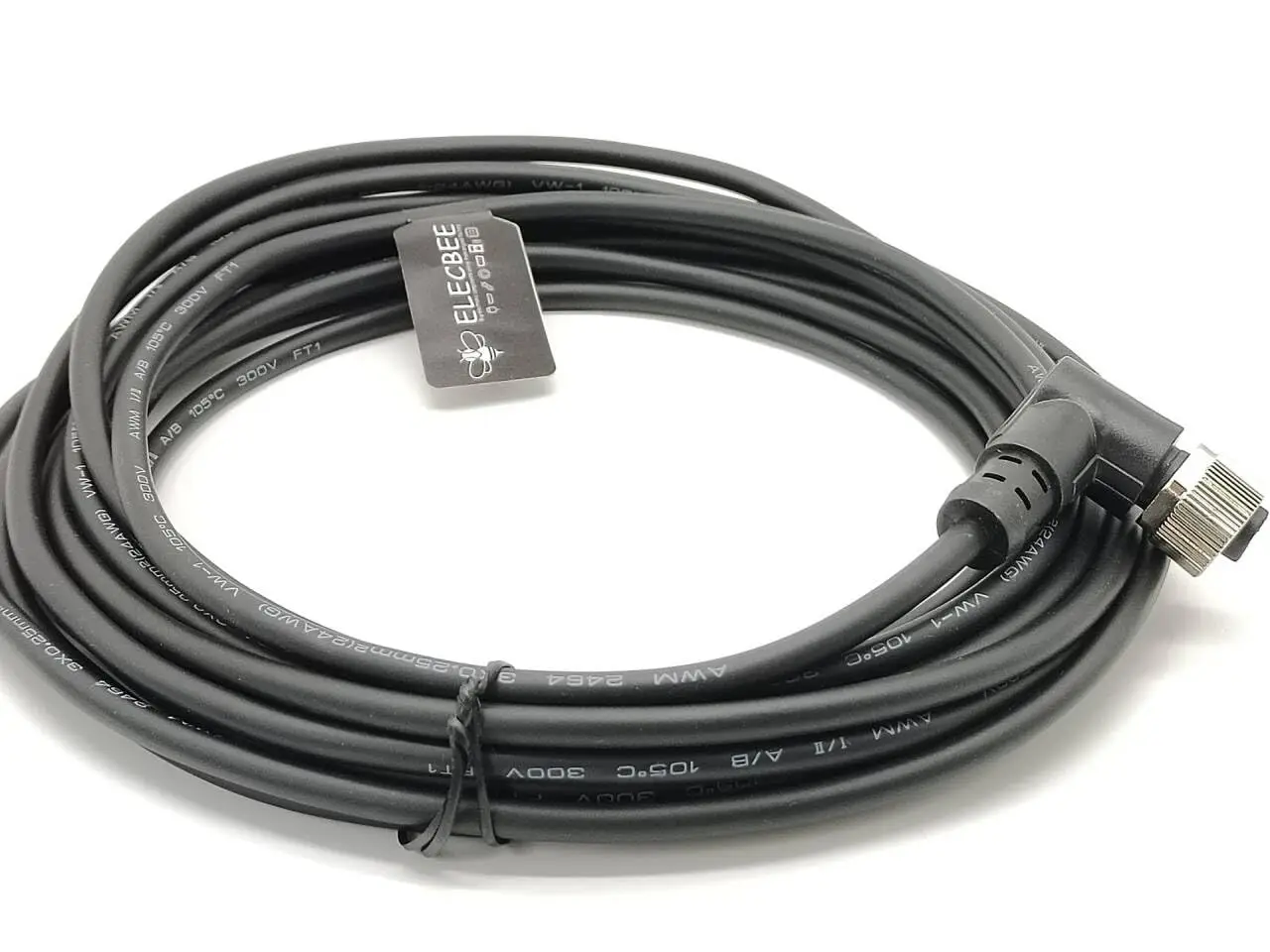 M12 Connector A-Code Single Female Head Right Angle Overmolded Cable (3 Pin 5M/16.4ft Cable)