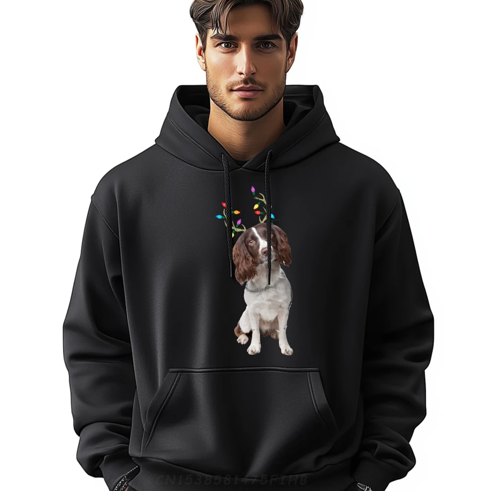 

English Springer Spaniel Reindeer Christmas Dog Free Shippping Clothes Printed Hoodie Plus Size Party