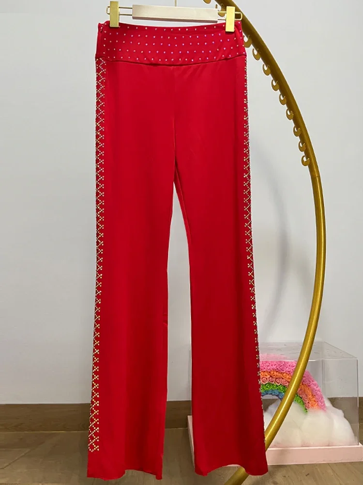 High Waisted Latin Dance Pants Women Dancing Pants Square Dance Performance Dance Pants Mom Ballroom Competition Costume