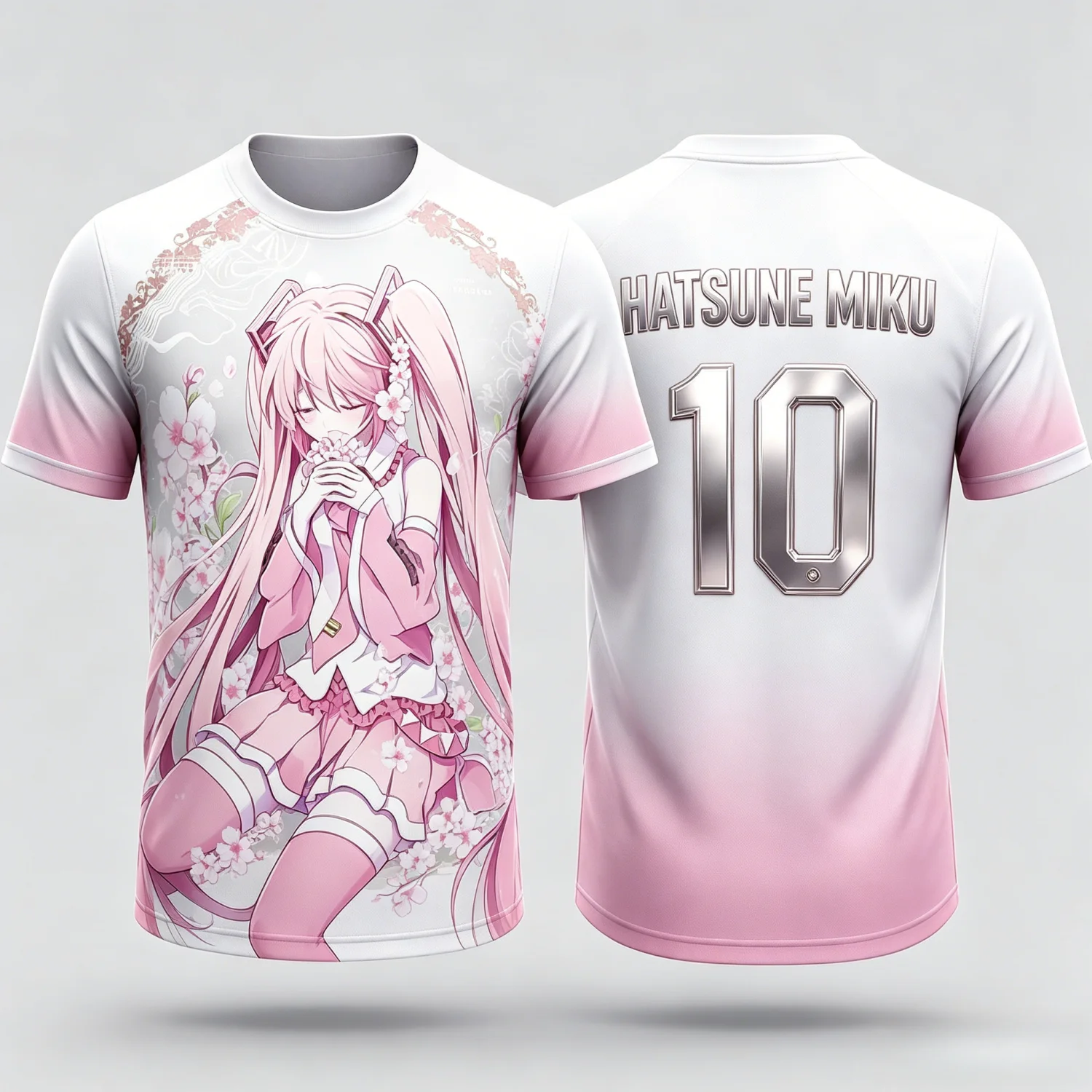 2026 Summer Hatsune Miku Retro Cosplay T-shirt Men's Oversized 3D Printed Short-sleeved Family Unisex Children's Sports Shirt