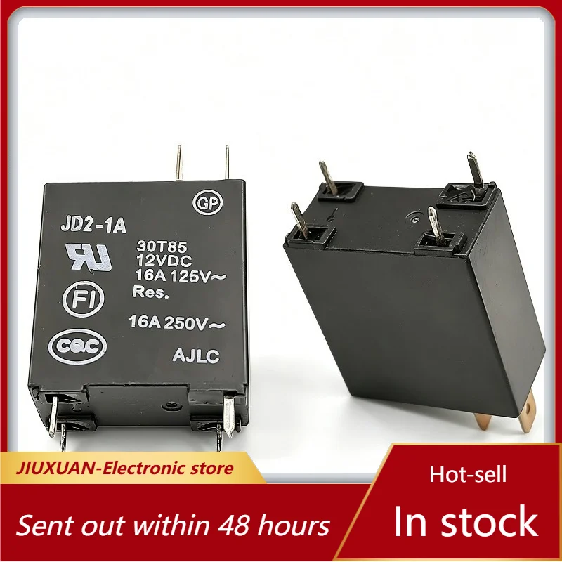 4 Pin 12VDC Mini Power Relay JD2-1A 16A 250VAC Single Pole Normally Open Through Hole Home Appliance Relay