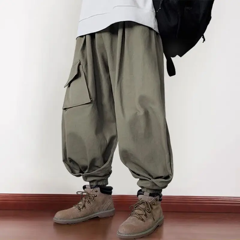 Men Boy Japanese Moto Biker Pants Spring Autumn Plus Size M-5XL Pants Loose Pocket Handsome Cotton Sporty Joggers Trousers