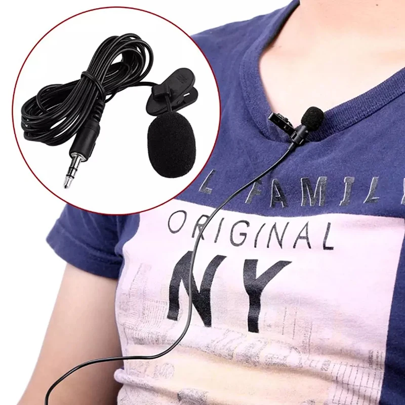1.5m Mini Portable Lavalier Microphone Condenser Clip-on Lapel Mic Wired USB 3.5mm Type C Microphone For Laptop PC DSLR Camera