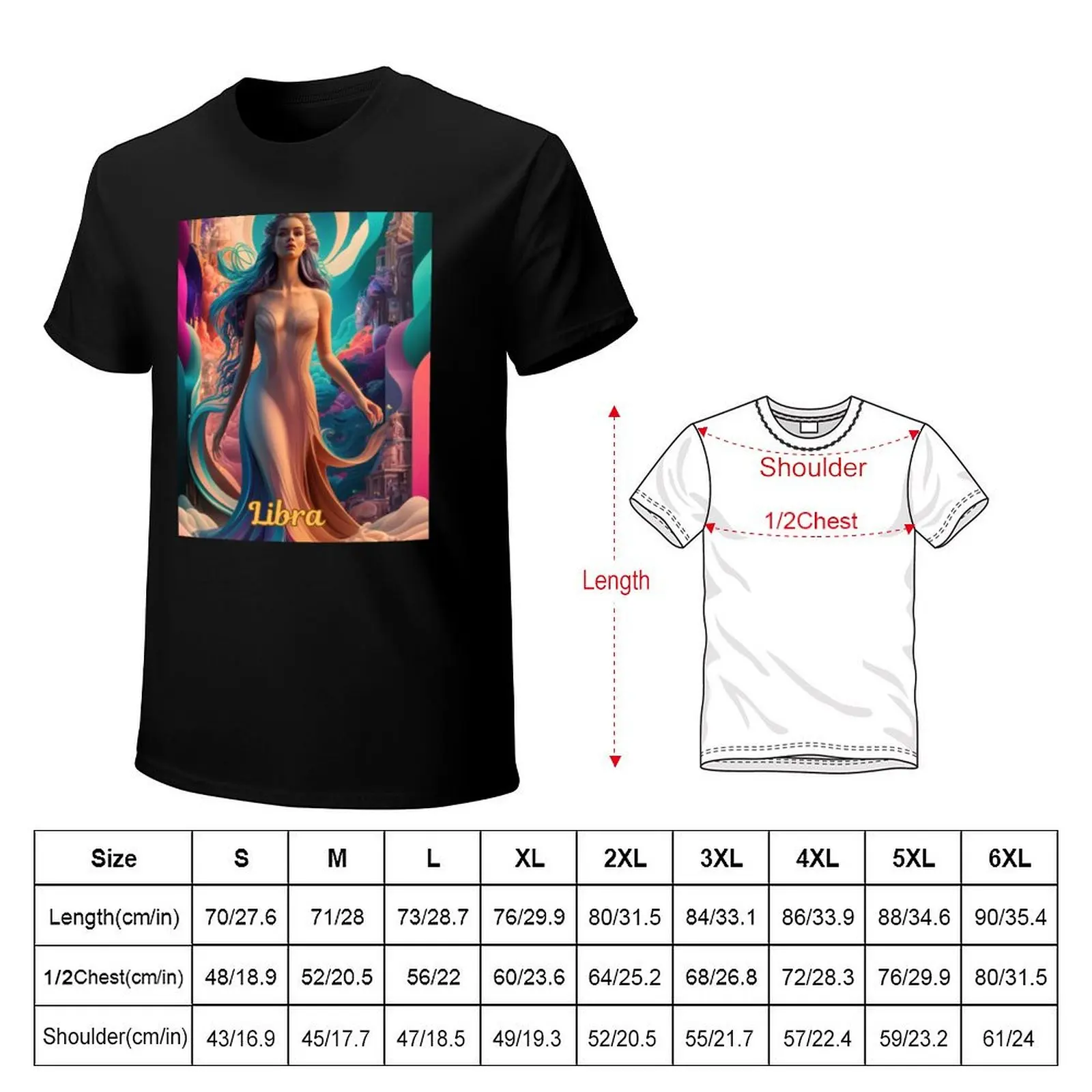 Libra Zodiac, whimsical lady, celestial woman T-Shirt man t shirt cotton T-Shirt