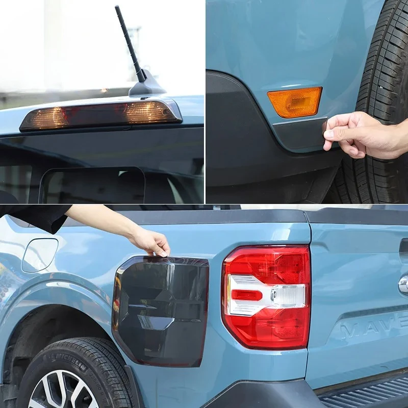For Ford Maverick 2022-2025 Black Car Tail Light Cover Brake Light Wide Indicator Protective Cover Decorative Accessories