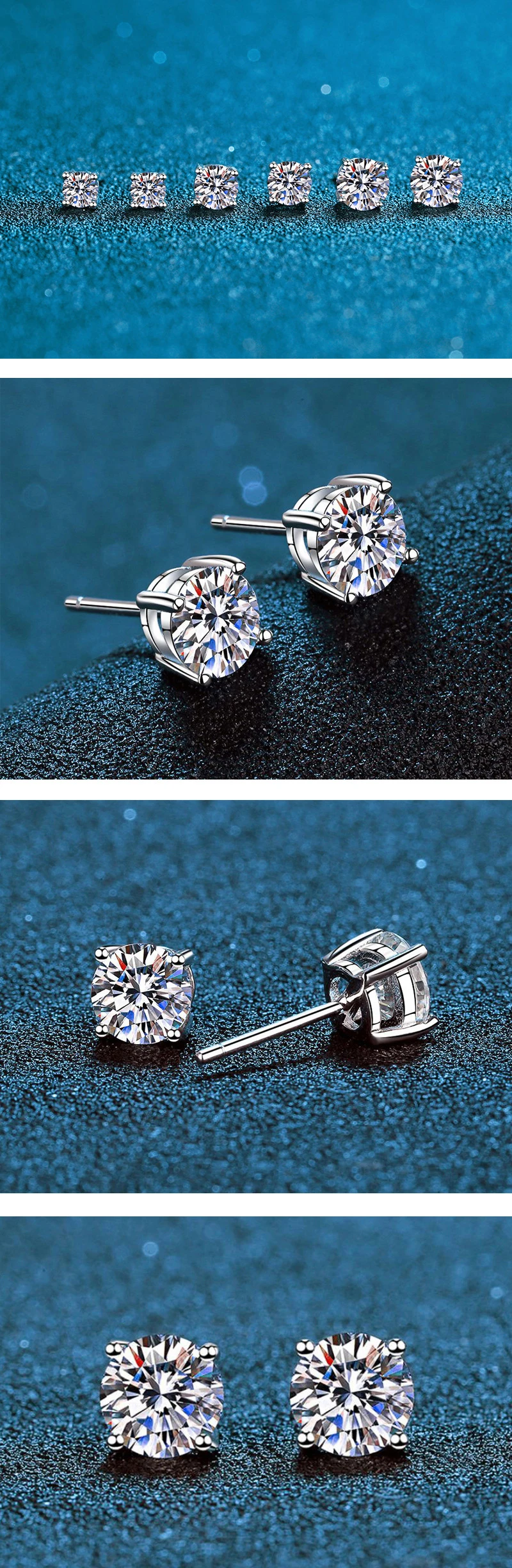 Maßgefertigte 0,5-2 Karat Ohrringe GRA Moissanit-Ohrstecker 925 Sterling Silber D VVS1 Klassischer Damen-Hochzeitsschmuck – Detail 6