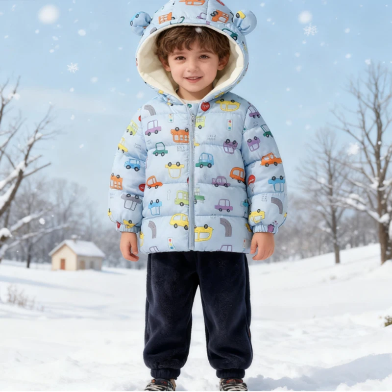 Kinder Jacke Herbst Winter Cartoon Gedruckt Mit Kapuze Verdicken Warme Jacke kinder Baumwolle Jacke Jungen Mädchen Kausalen Oberbekleidung