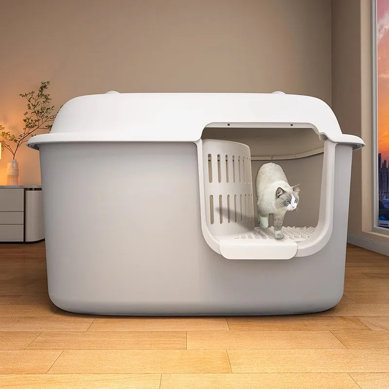 

Большой туалет для туалета Mac, большой доступ в прихожую, брызгозащищенный кошачий туалет, гигантский негабаритный ящик для кошачьего какашка, Мэн