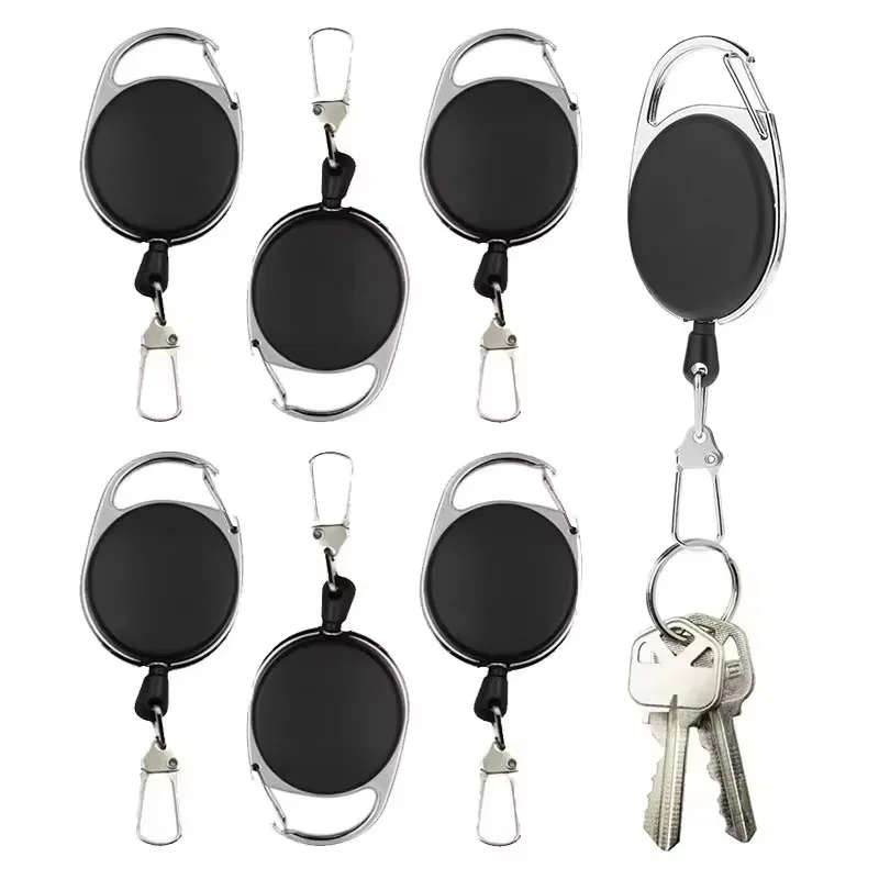 1/2/4/5/6/7Pcs Fly Fishing Key Ring Retractor Tool Retractable Keychain Reel Badge Holder Fishing Tackle