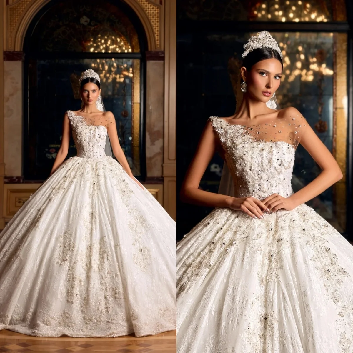 Modern Appliques Wedding Dresses Crystal Bridal Ball Gowns Backless Princess Sleeveless Customized Vestidos De Novia