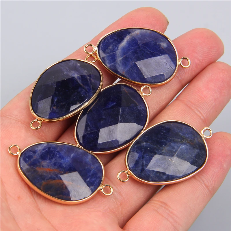 2pcs Natural Stone Pendants Amethysts Lapis Crystal