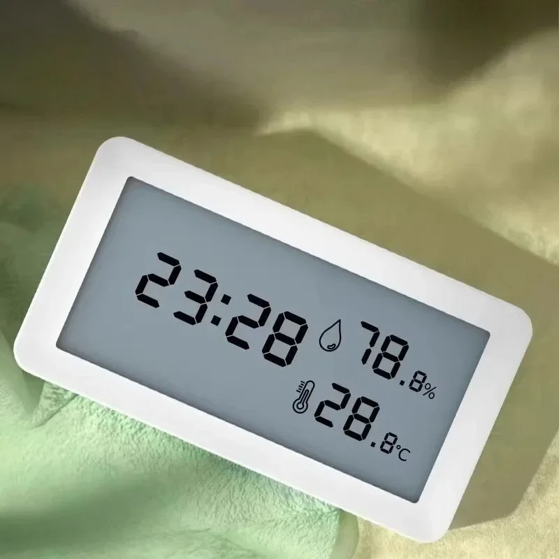Mini LED Digital Thermometer Hygrometer, Indoor Room Temperature Sensor with Electronic Clock, Accurate Humidity Monitor