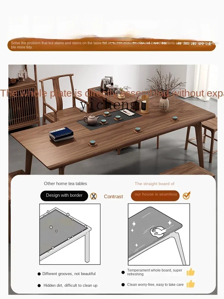 b2 North American black walnut tea table and chair combination, Zen solid wood tea table, tea table