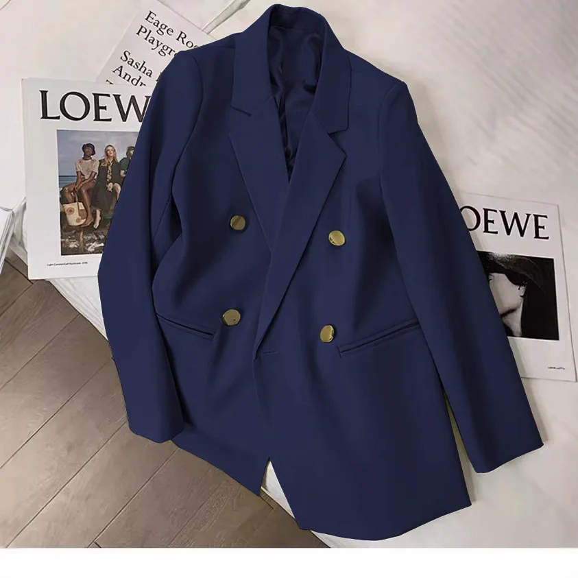 

New Stylish Small Suit Jacket Versatile Commute Top Spring Autumn Women's Outerwear Fashionable Elegant Lightweight Polyester