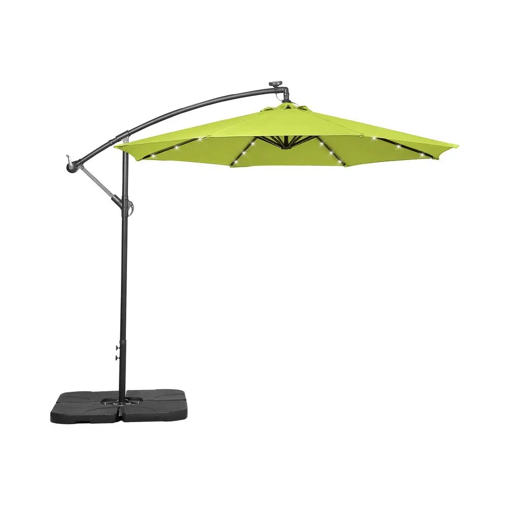

Home Furniture Patio LED Umbrella Set of 3 PCS 10ft Cantilever, Stand Kit, amp 4 PCS Base Weights Lime Green