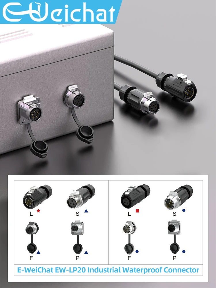 LP20 IP68 connecteur étanche connecteur électrique d'aviation circulaire industriel M20 2-14 broches prise femelle jaune + prise à bride
