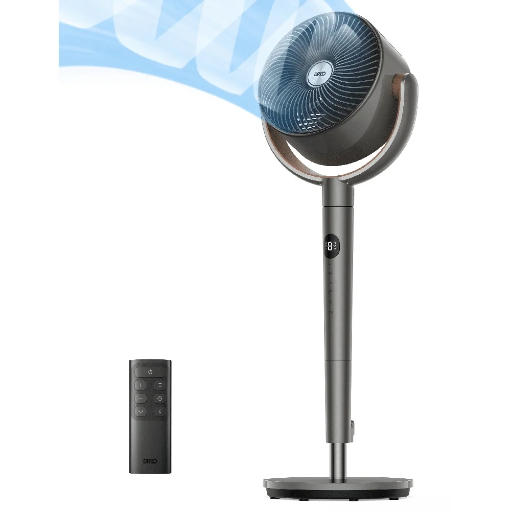 مروحة بقاعدة متأرجحة هادئة 9 سرعات 3 أوضاع للتحكم عن بعد ارتفاع قابل للتعديل 120 °   مروحة أرضية داخلية تتأرجح 23 ديسيبل ضوضاء