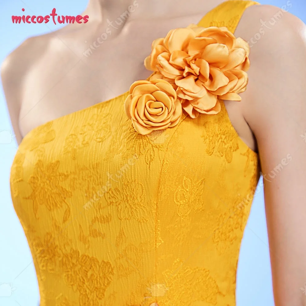 【Ready for Ship】 Miccostumes Women's Rabbit Cosplay Gown Dress Yellow Cosplay Dress with Ear Hairband and Flower Hair Accessory view 4