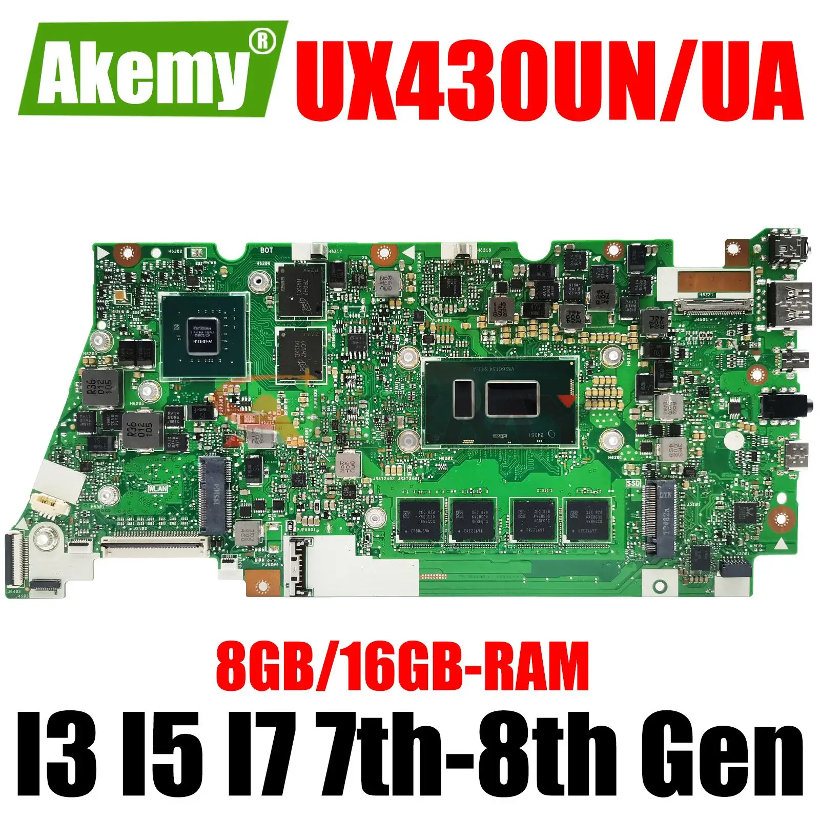 UX430UN Mainboard UX430 UX430UQ RX430UQ BX430UQ RX430UN BX430UN UX430UNR UX430UA Laptop Motherboard I3 I5 I7 8GB/16GB-RAM