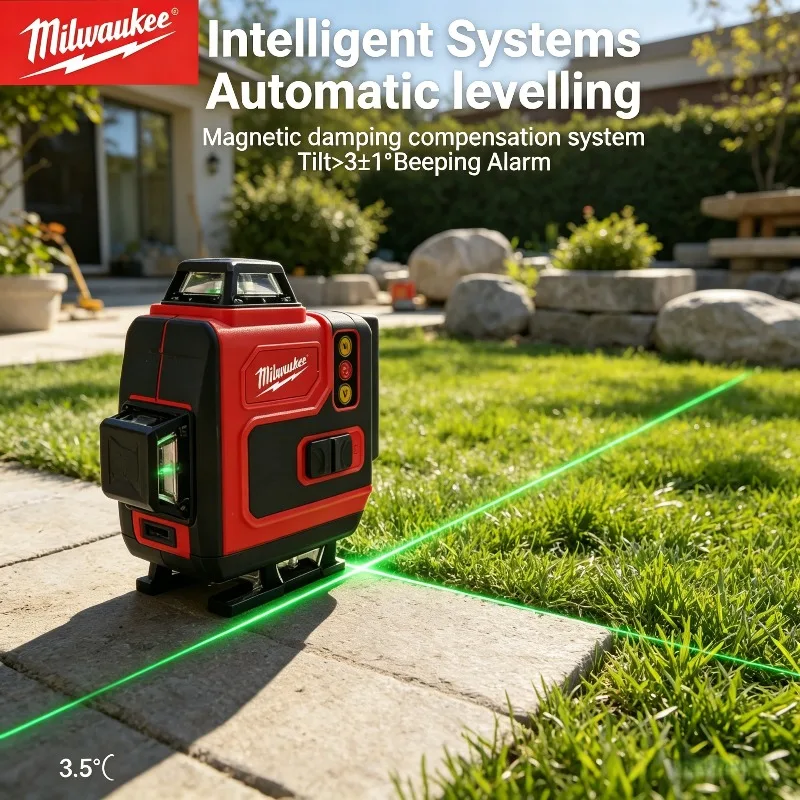

Milwaukee M18 6 Line Laser Level,360°Self Leveling Green Beam Laser LevelHorizontal,Milwaukee M18 18V 5.0Ah 6.0Ah Li-ion Battery