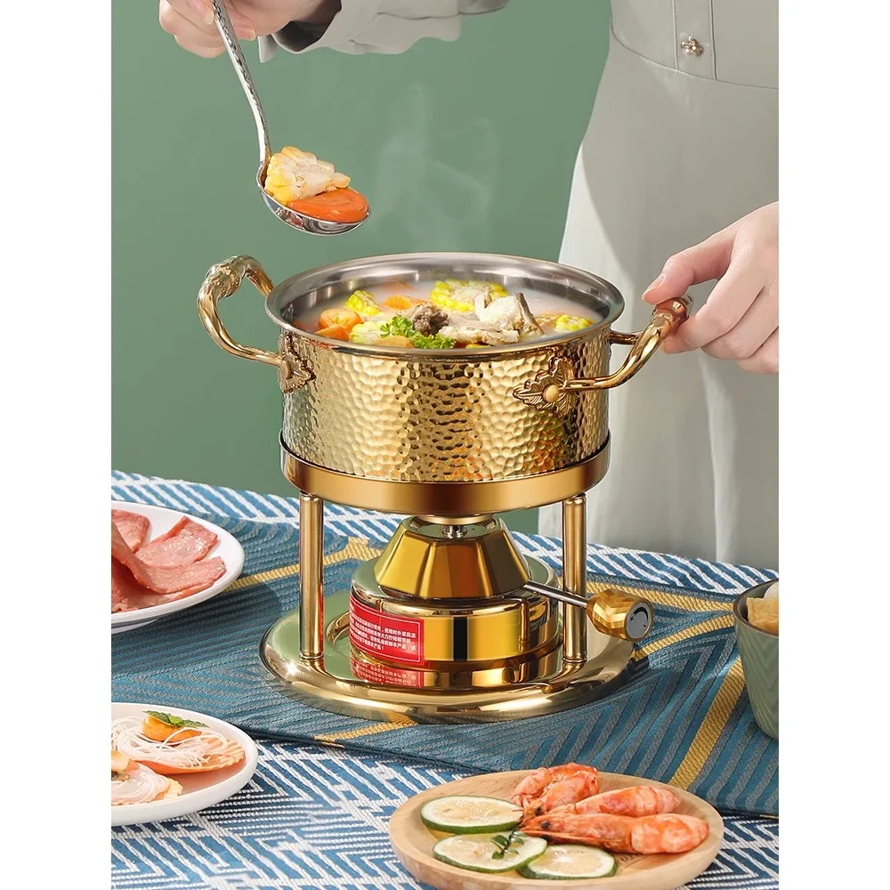 One person, one pot, inflatable hot pot, one person, self-service seafood small hot pot, stainless steel small gas stove for hou