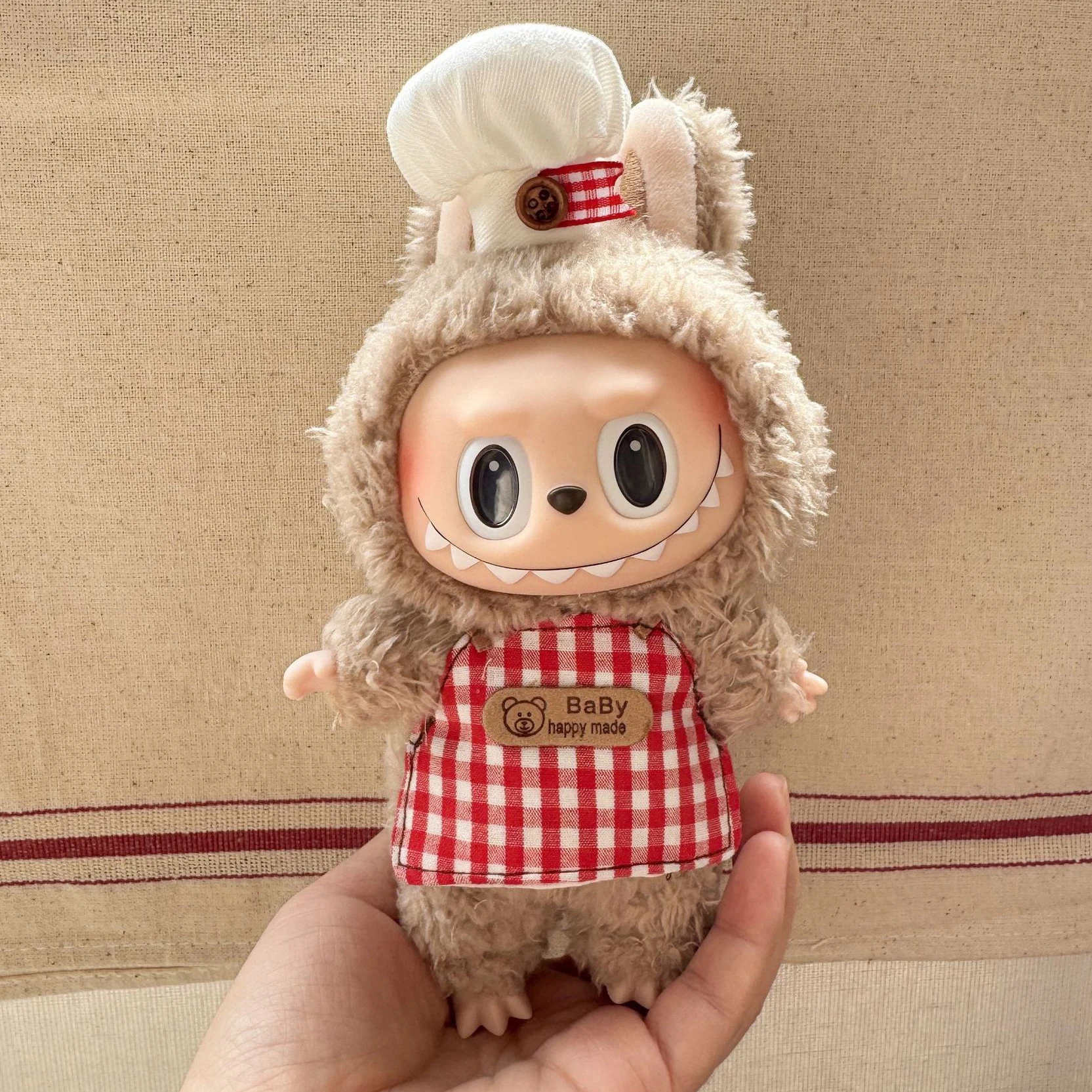 Retro DENIM ผ้ากันเปื้อนเสื้อผ้า DIY MINI Plush ตุ๊กตาชุดอุปกรณ์เสริมสําหรับ 17 ซม.เกาหลี Kpop Exo Labubu Idol ตุ๊กตาเด็กของขวัญ