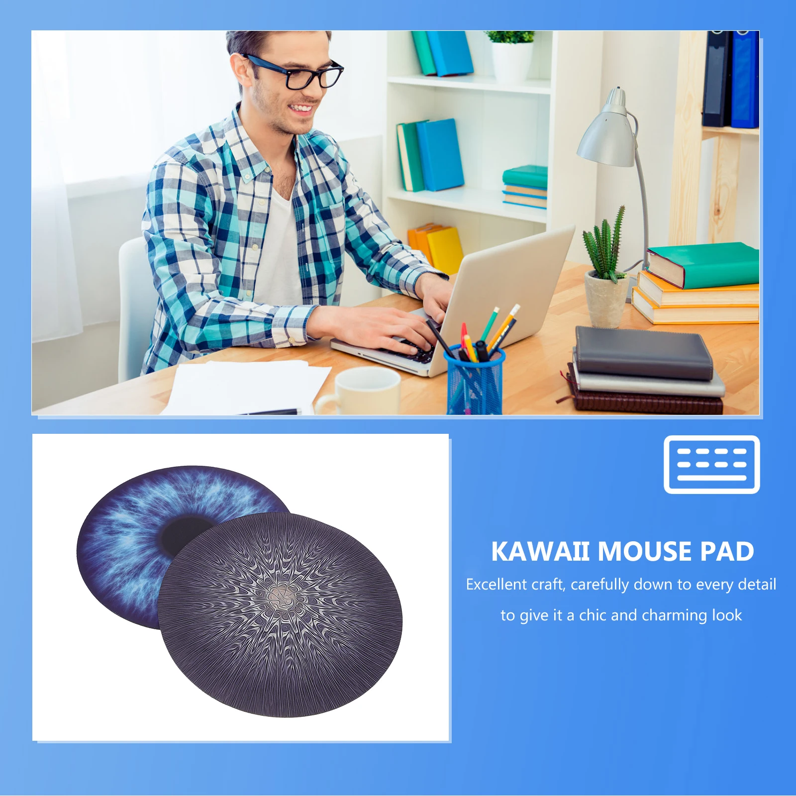 

2 Pcs Pattern Mouse Pad Mat Gaming Round Pads for Desk Patterned Notebook Large Rubber Aesthetic