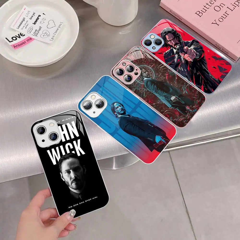 

1pc Classic J-john Movie W-wick Tempered Glass For Iphone 14 13 12 11 Pro Mini XS MAX 14Plus X XS XR Cover