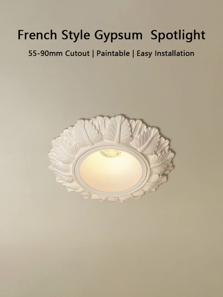 French White Leaf Led Ceiling Lamp Gypsum Spotlight Recessed LED Spotlight Aluminum Ceiling Light for Living Room Corridor Home