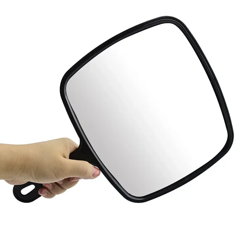 Handheld Mirror Professional Handheld Salon Barbers Hairdressers Mirror with Handle Practical Hand Mirror for Home (Black)