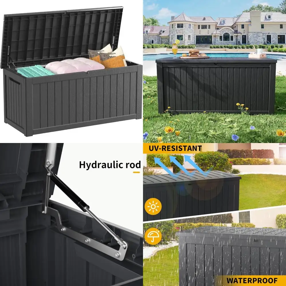 

Large Waterproof Outdoor Storage Box with Lock - Resin Deck Box for Patio, Pool Accessories, Cushions, and Furniture