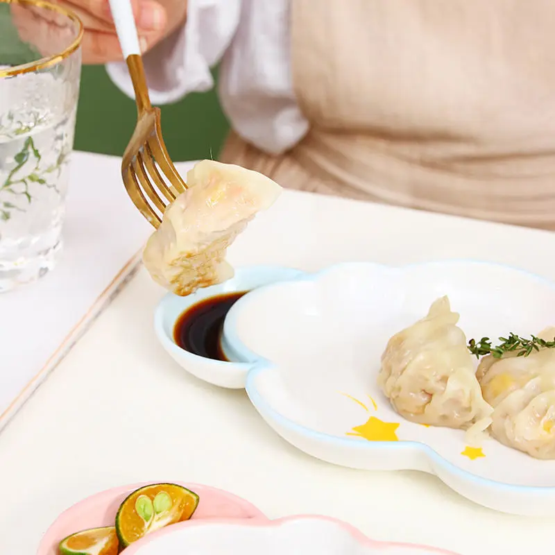 Set di piatti in ceramica con nuvole arcobaleno carino da 9 pollici piatto da pranzo per bambini torta pane ciotola per Pasta stoviglie forno adatto